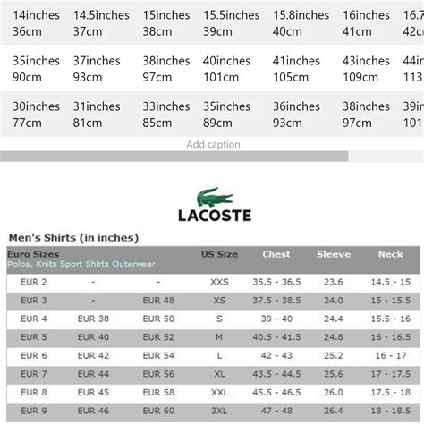 lacoste za size chart.